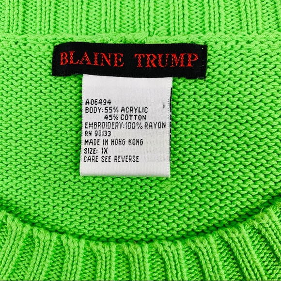 Blaine Trump - Long Sleeves Sweater- Green -1X - Picture 6 of 6